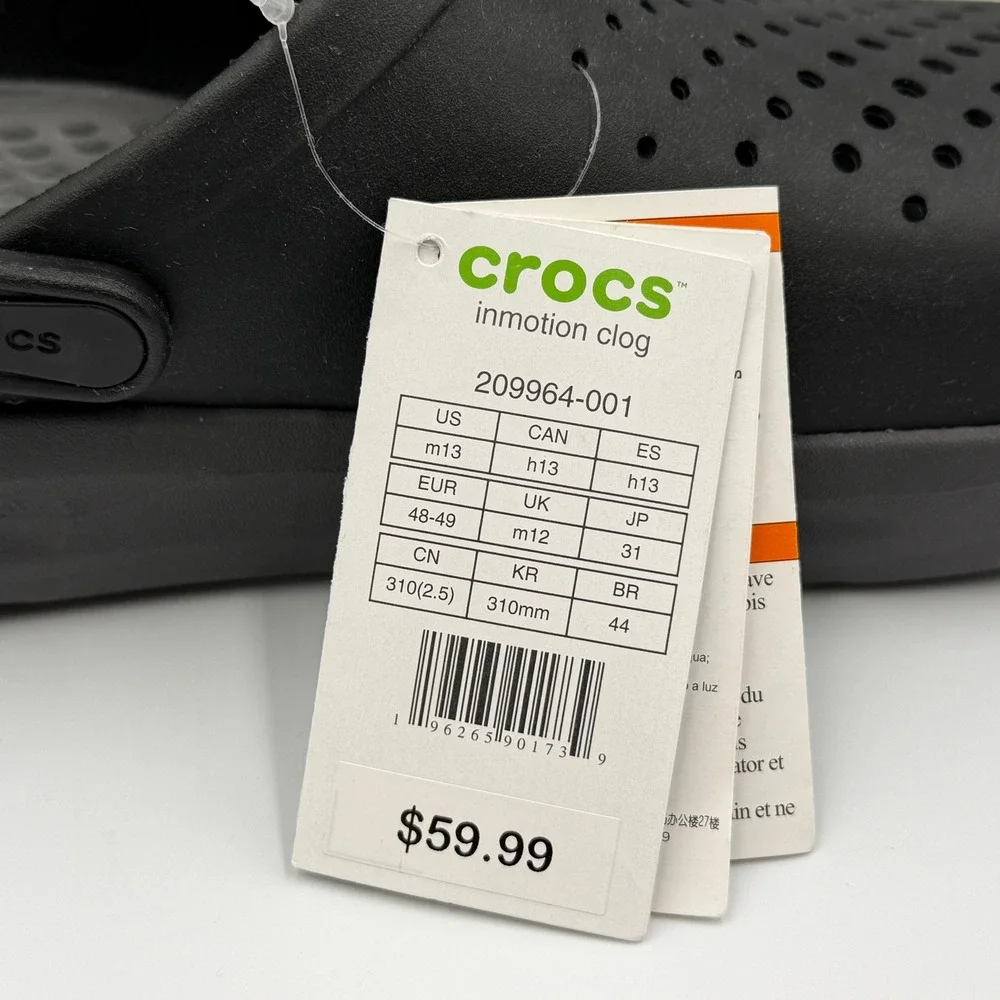 Crocs Inmotion Clog Men 13 Black LiteRide Comfort Sandal 209964-001 **NEW**